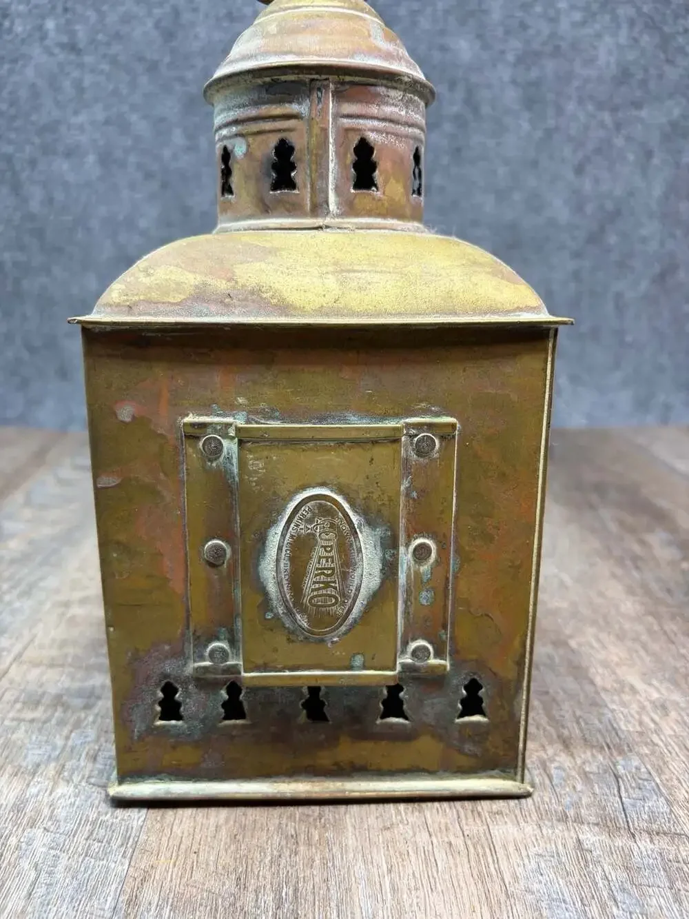 ANTIQUE BRASS PERKO SHIP MARINE NAUTICAL DE-LITE RED GREEN LIGHT LANTERN PATINA